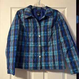 R-Q-T Blue Plaid Quilted Jacket Large